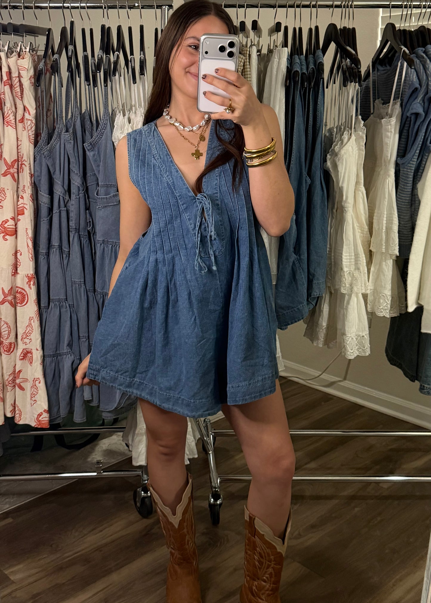 Denim Daydream Pintuck Romper