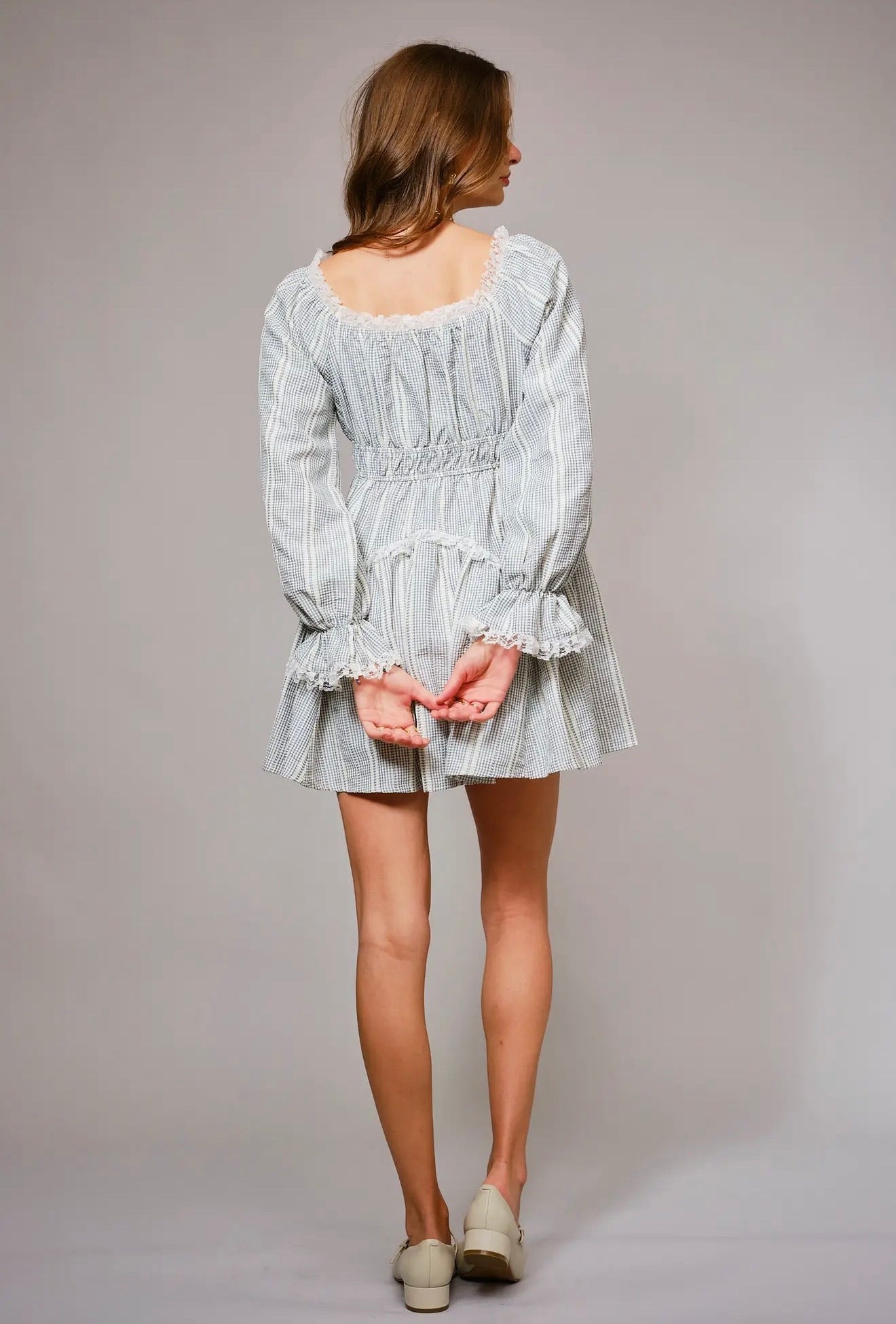 Gingham Ruffle Mini Dress