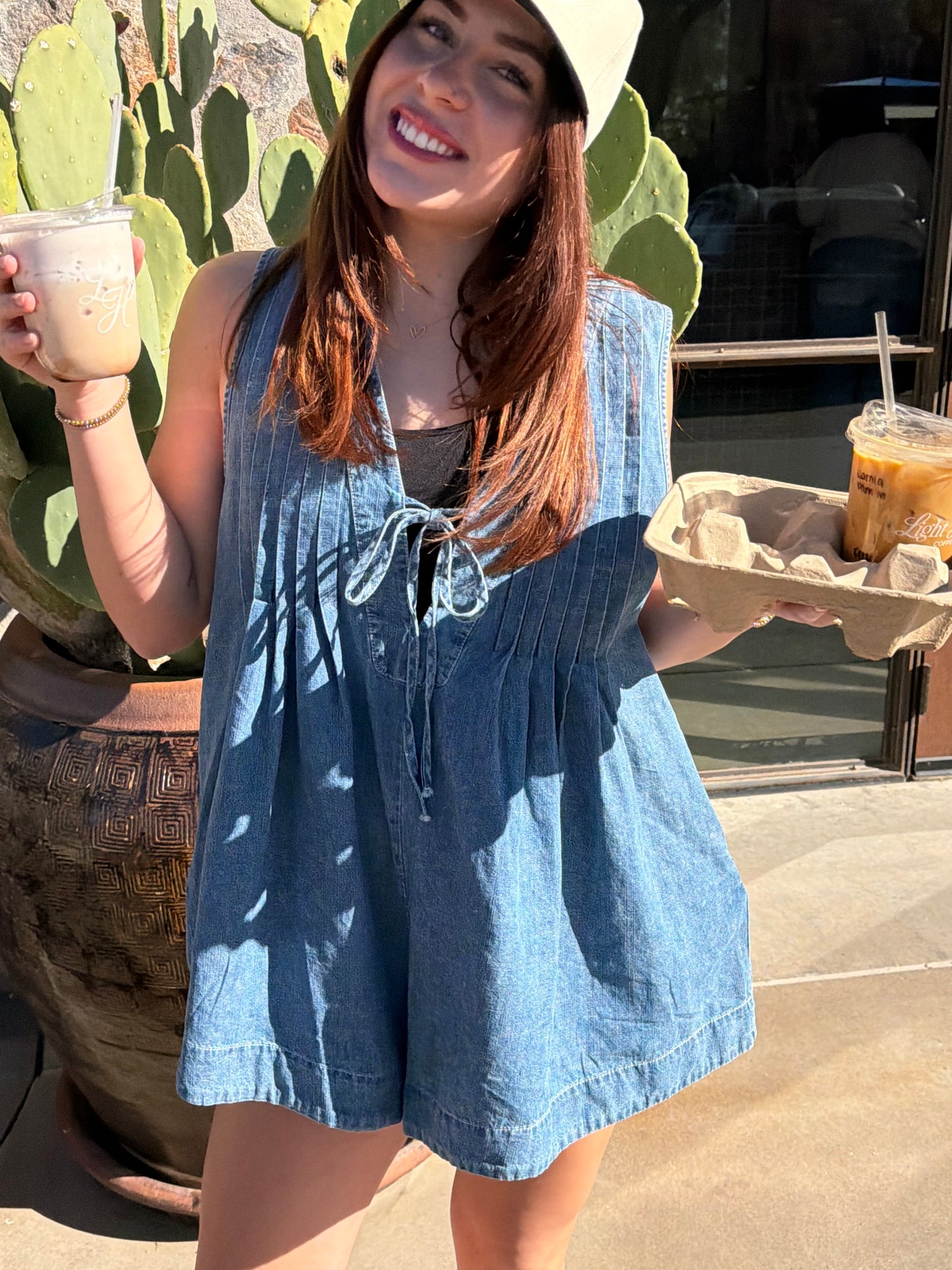 Denim Daydream Pintuck Romper