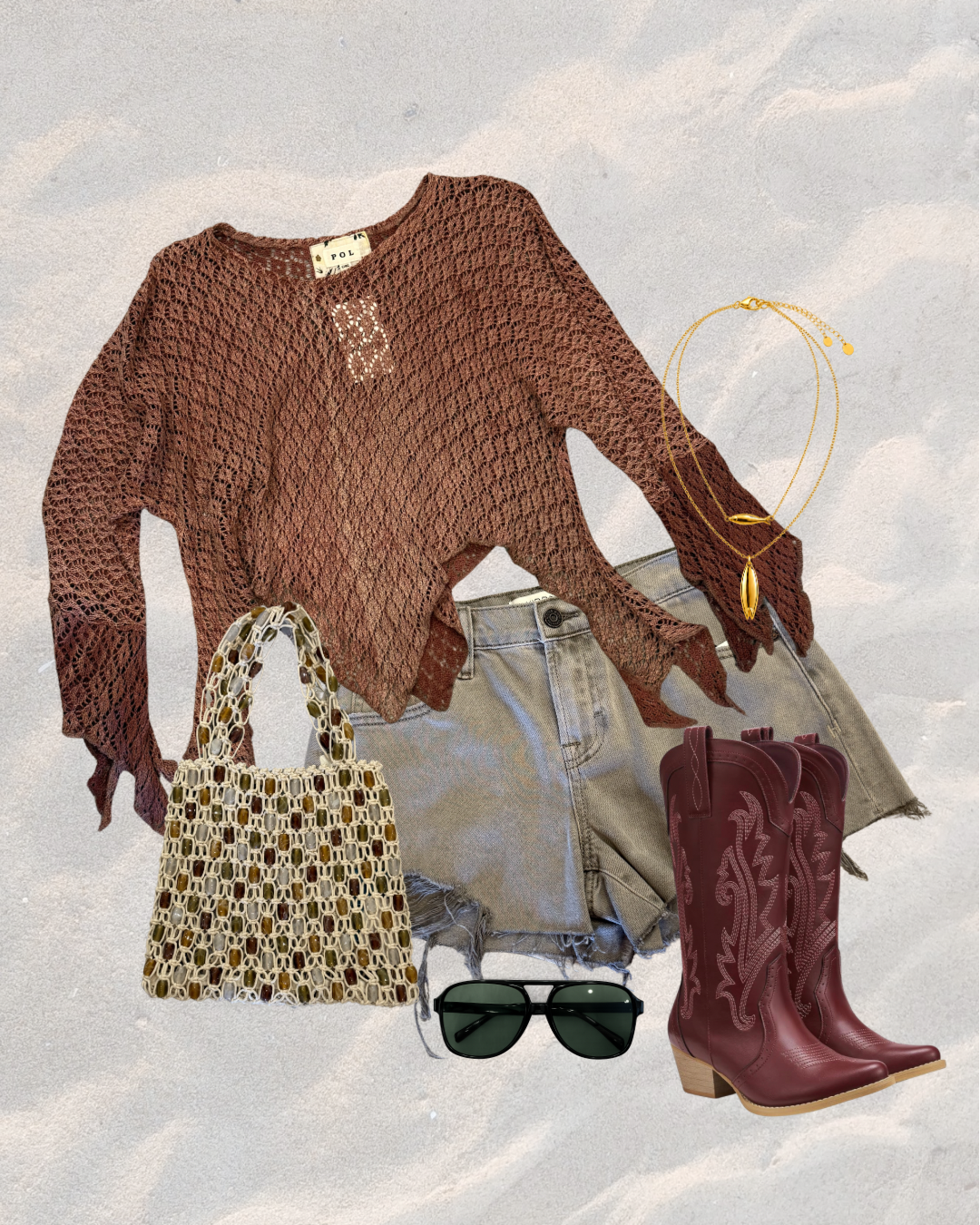 Raw Edge Solid Knit Top - Brick