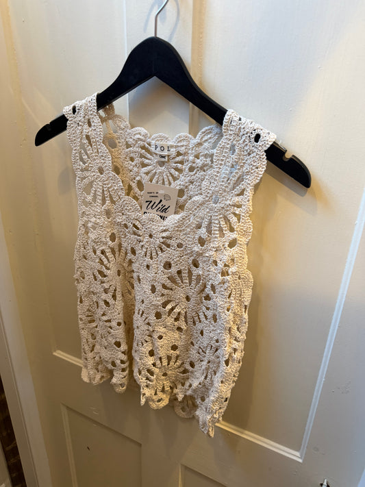 Crochet Floral Crop - Natural