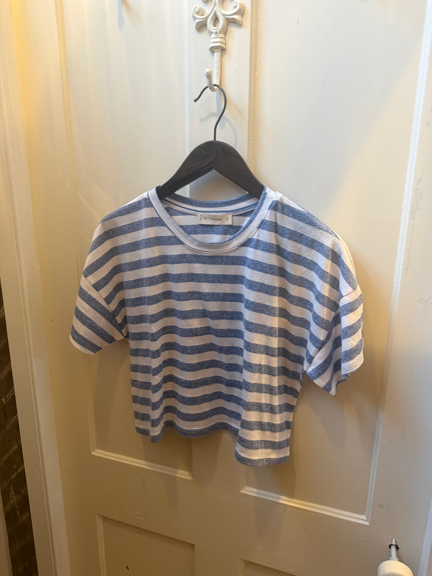 Striped Cropped Tee Blue/White