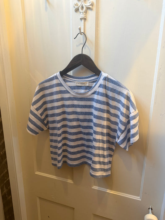 Striped Cropped Tee Blue/White