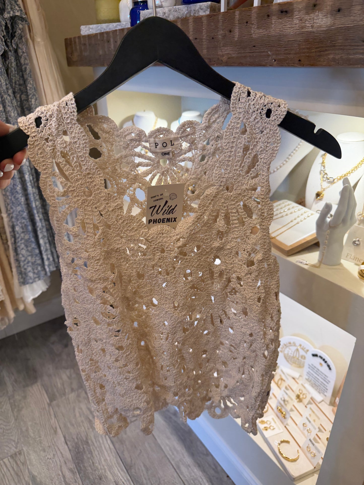 Crochet Floral Crop - Natural