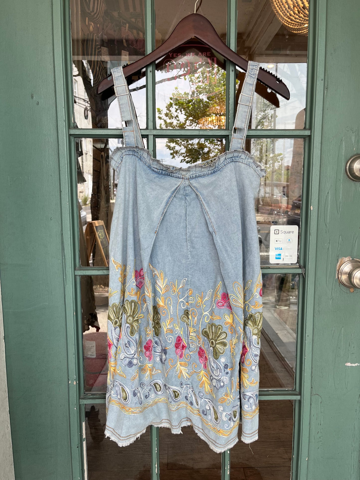 Denim Embroidery Mini Dress