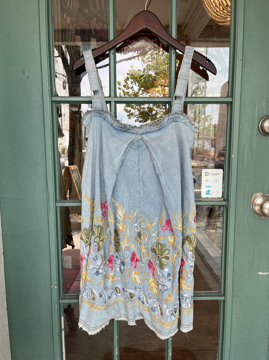 Denim Embroidery Mini Dress