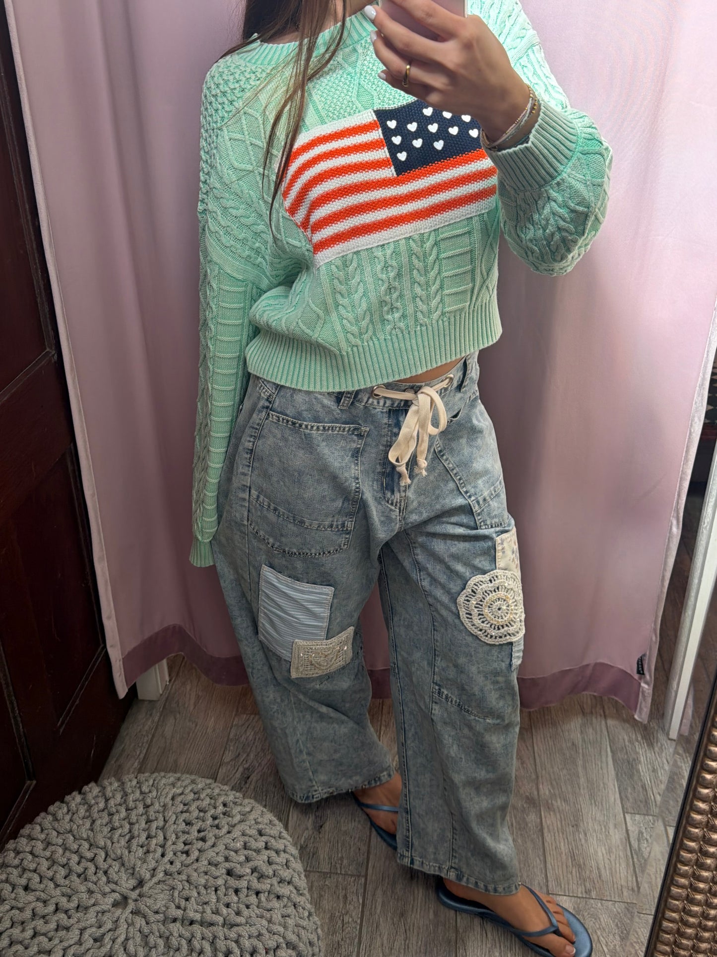 Patchwork Barrel Pants