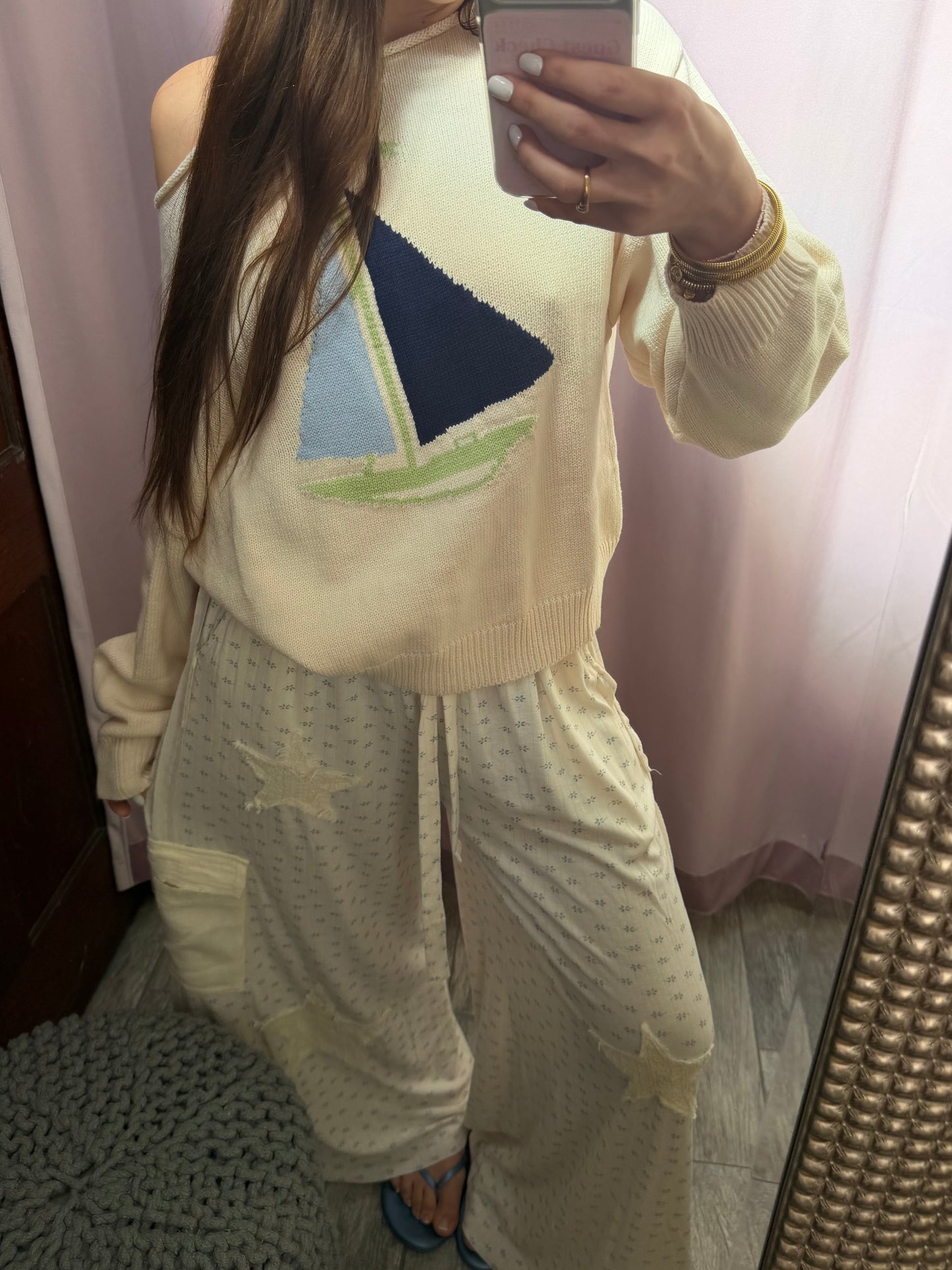 Boat Neck Sail Sweater - Cream