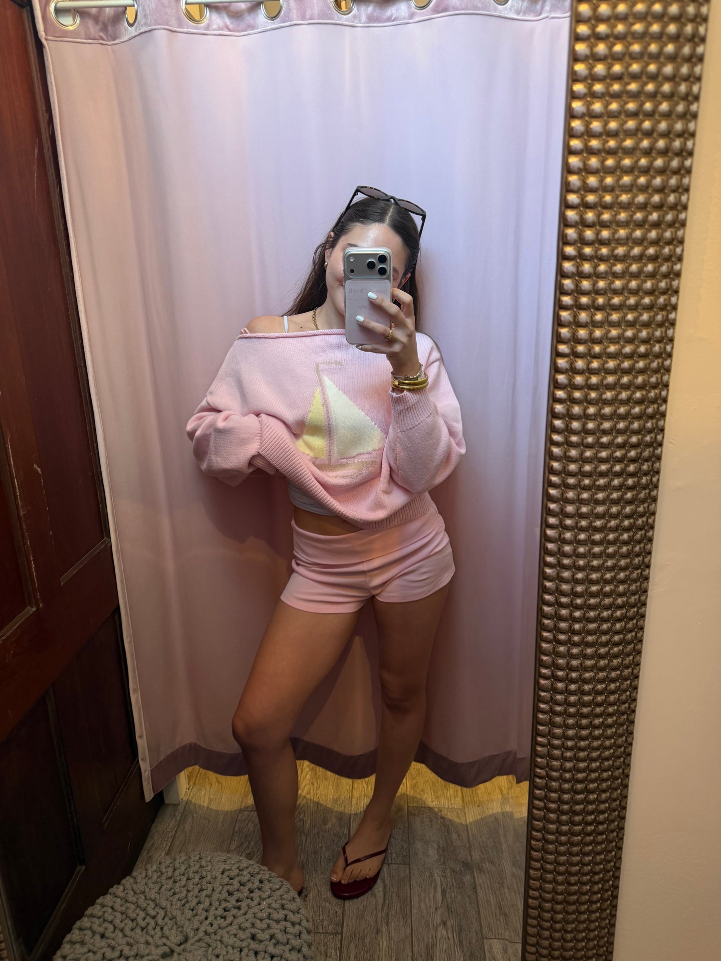 Baby Pink Fold Over Shorts