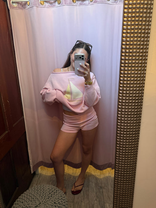 Baby Pink Fold Over Shorts