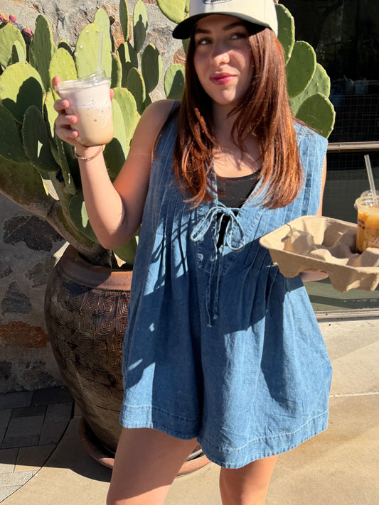 Denim Daydream Pintuck Romper
