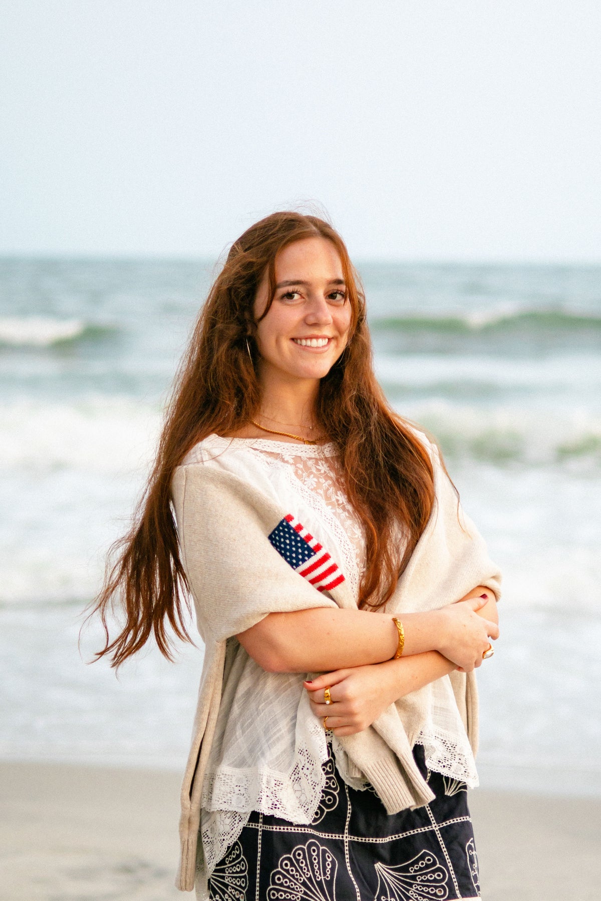 Collared USA Flag Sweater Zip Up