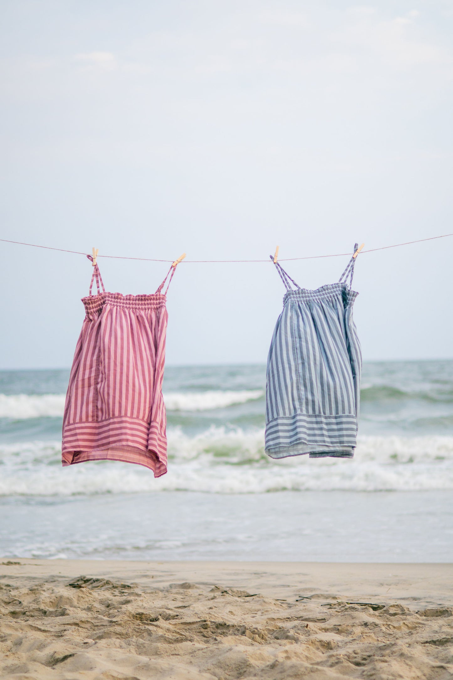 Smocked Stripe Cami Dress - Mauve