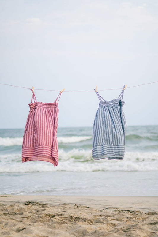 Smocked Stripe Cami Dress - Mauve