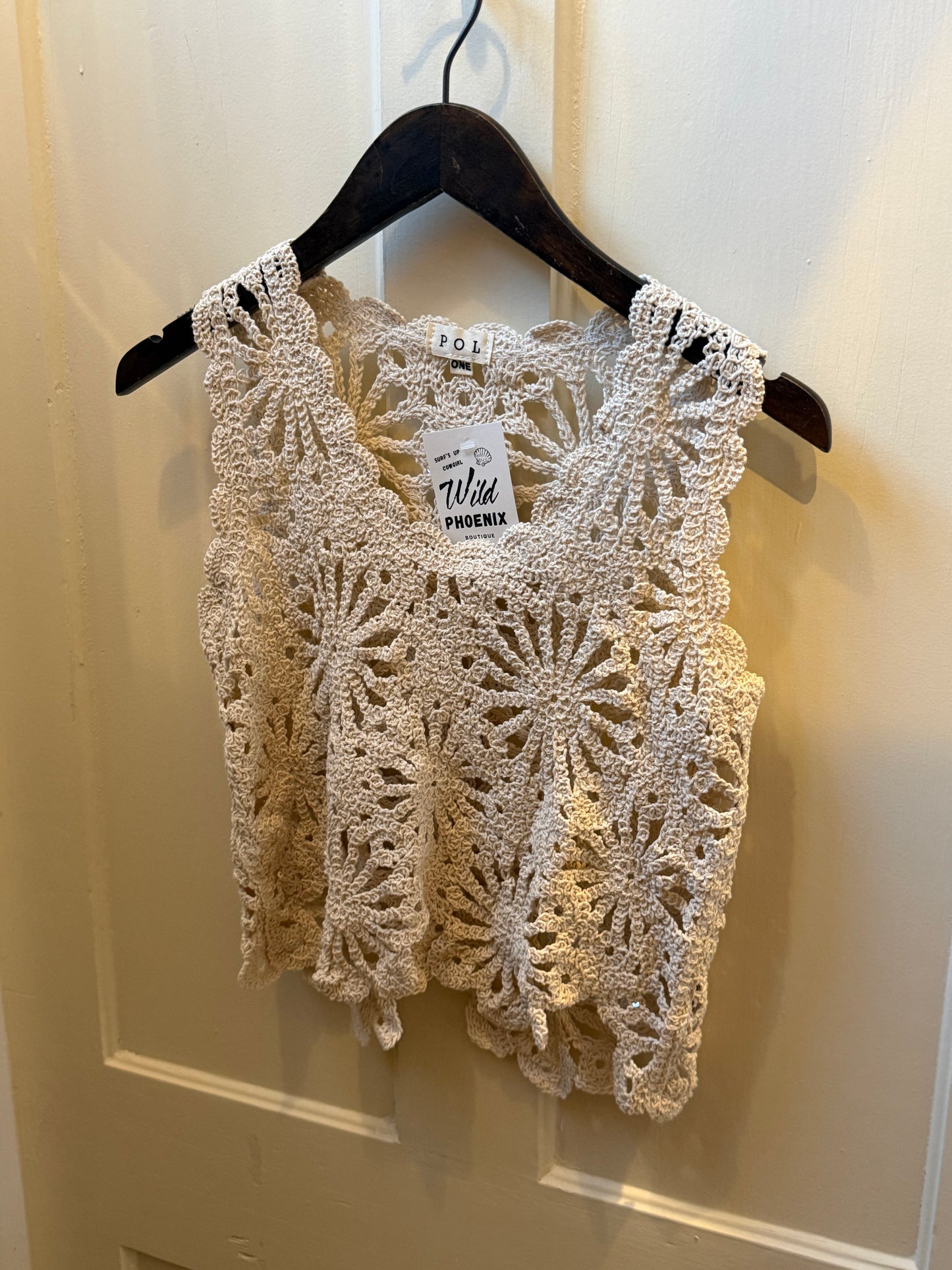 Sequin Cropped Floral Crochet Top