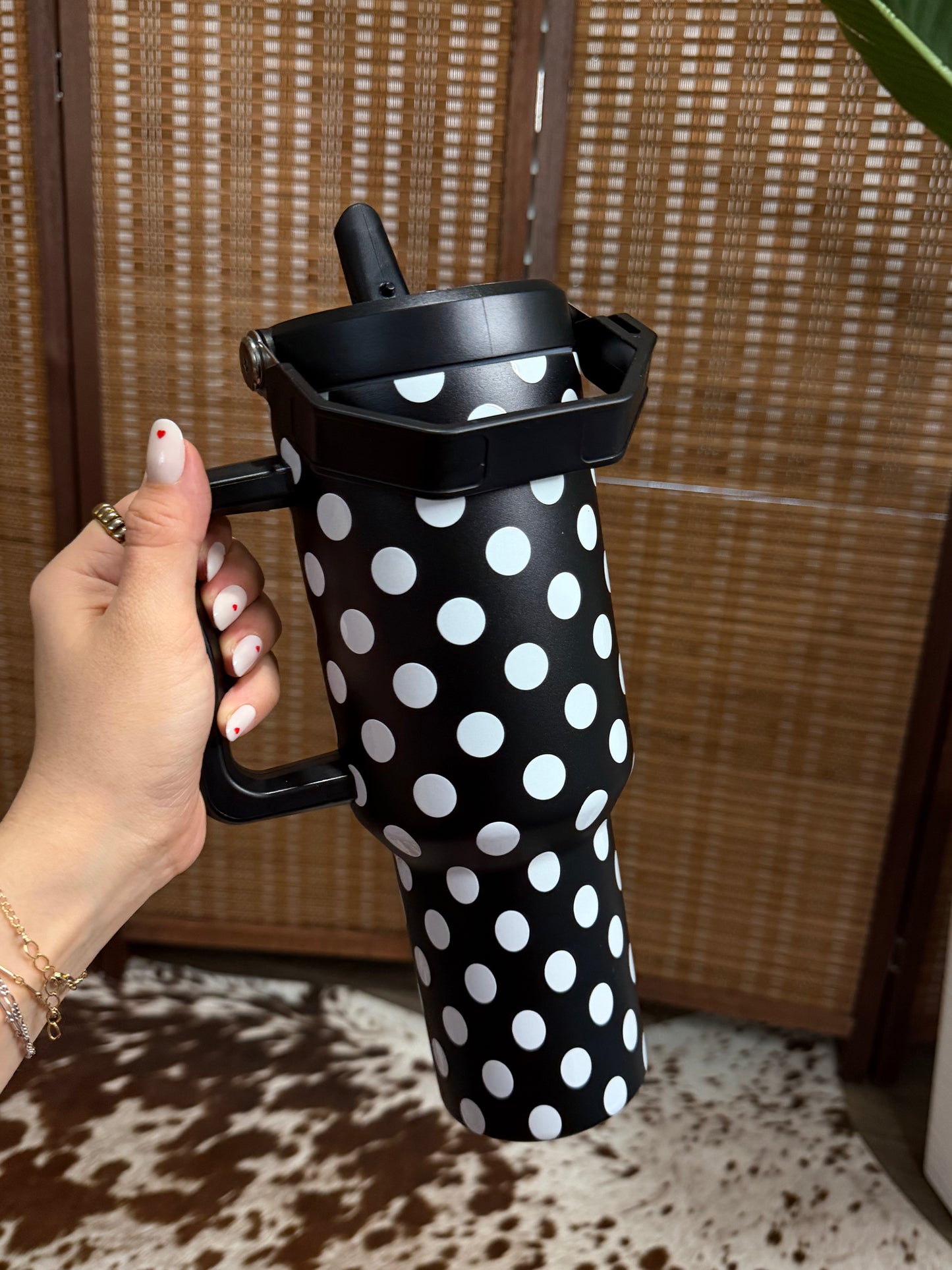 Black Polka Dot Tumbler