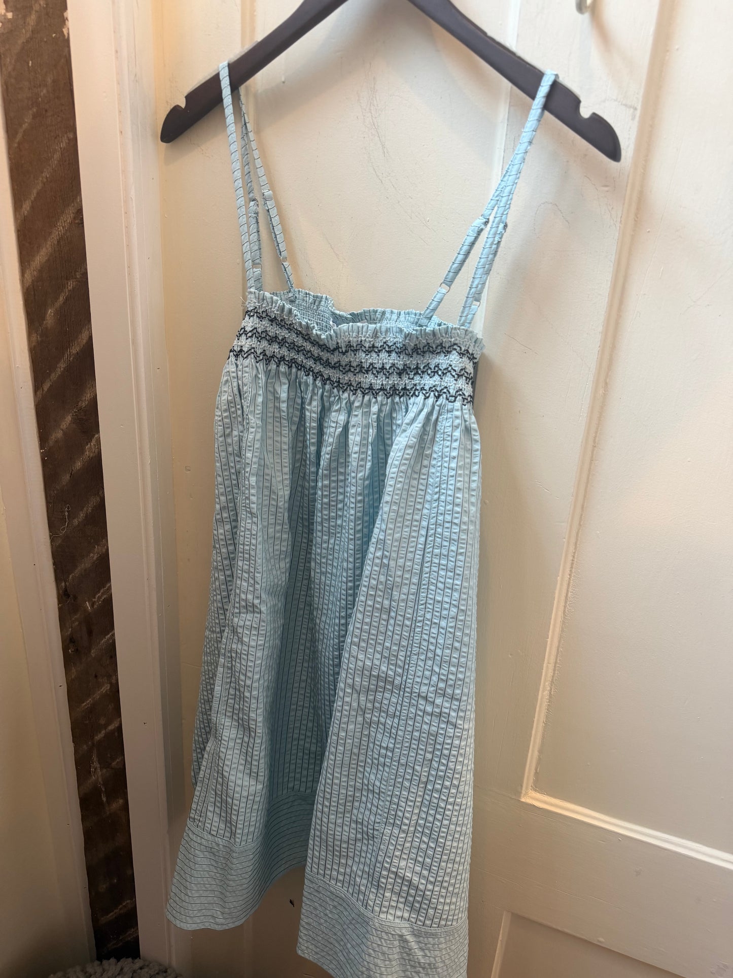 Smocked Pin Stripe Cami Dress - Lt Blue