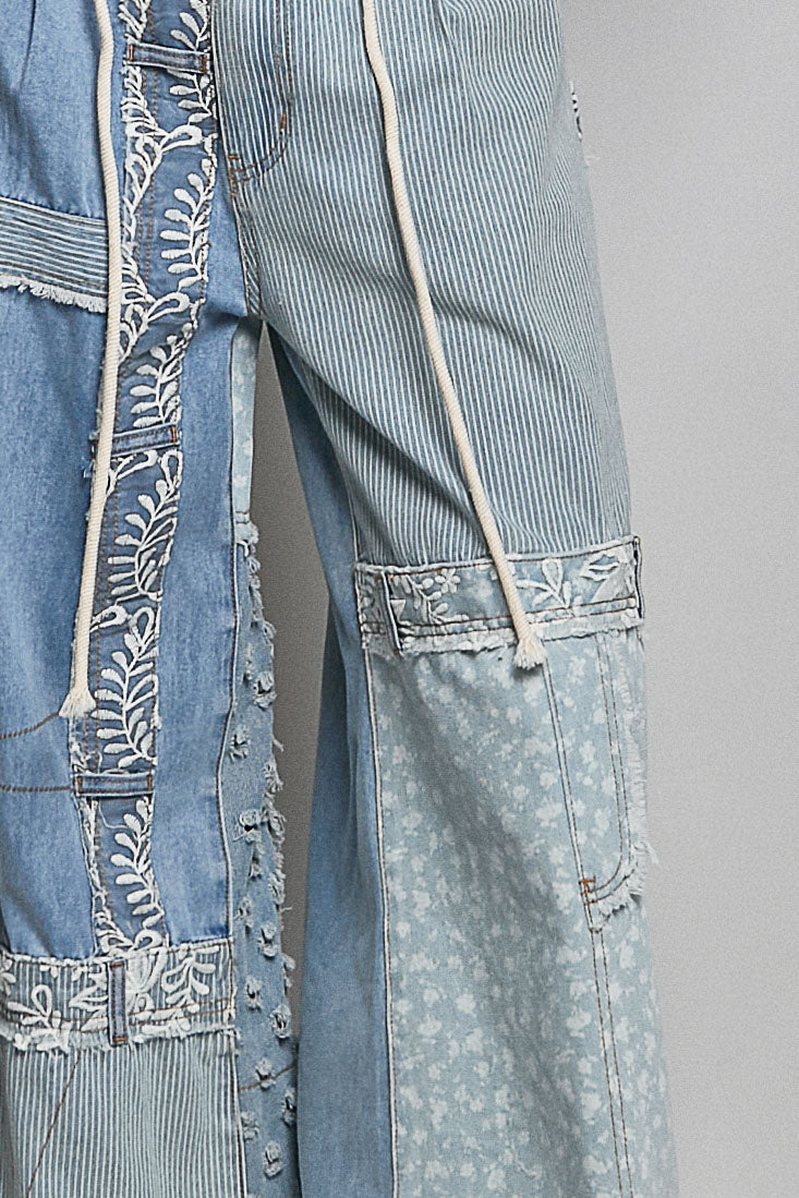 Denim Patchwork Pants - RESTOCK