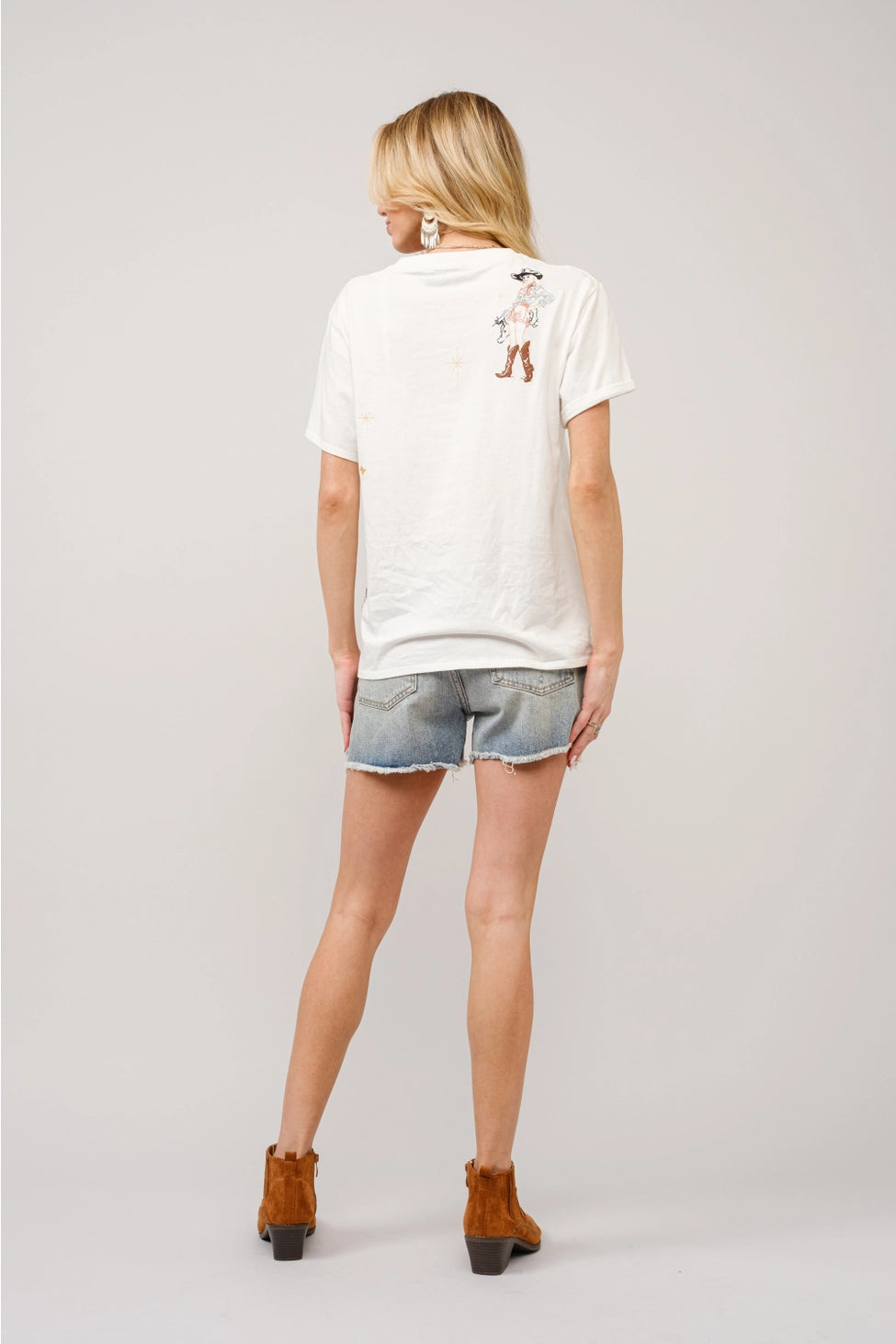 Western Motif Embroidered Graphic T Shirt