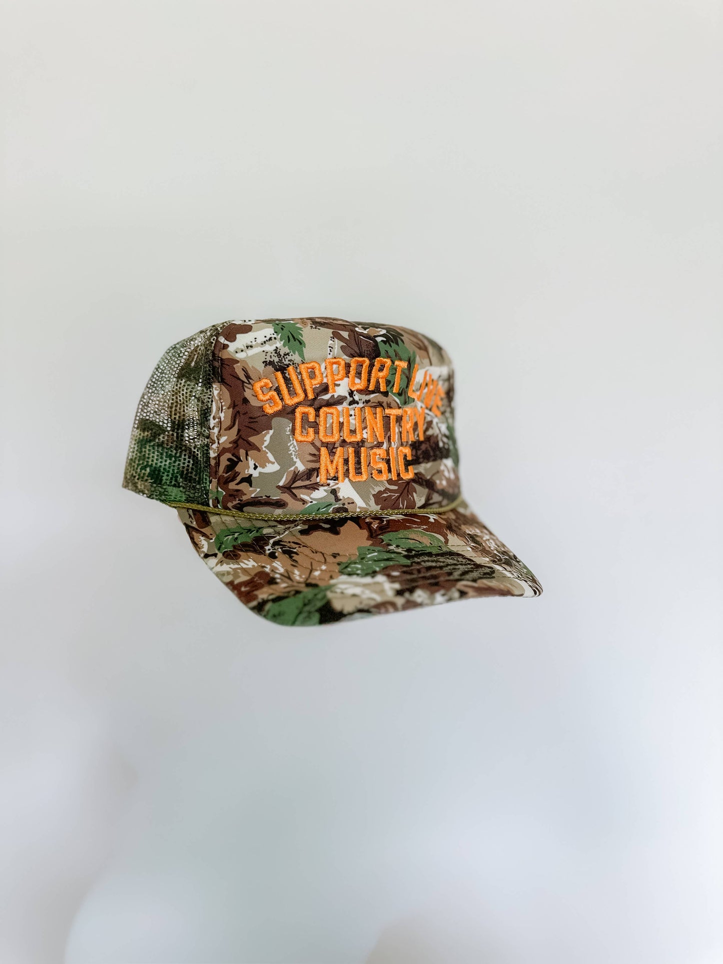Support Live Country Music Embroidered Hat - Camo/Pink