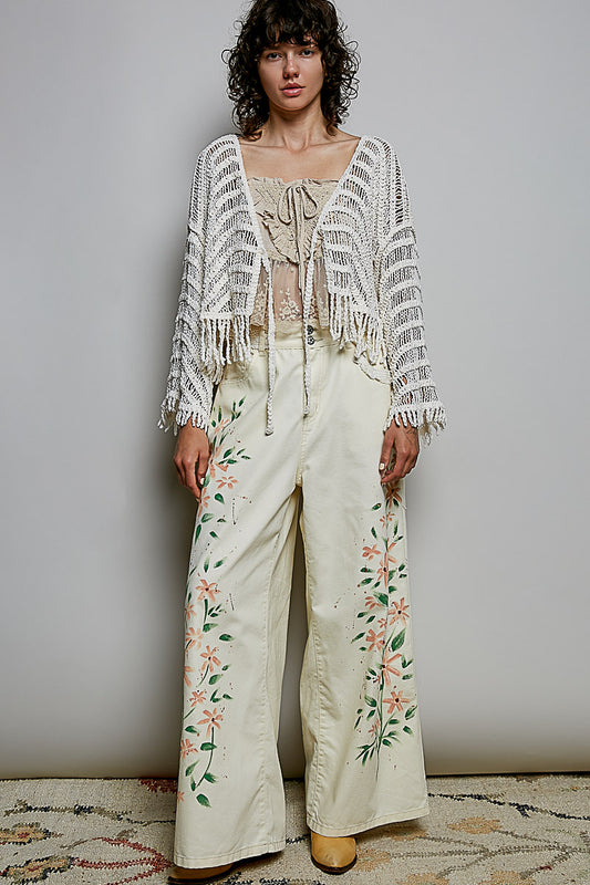 Open-front Fringe Crochet Cardigan