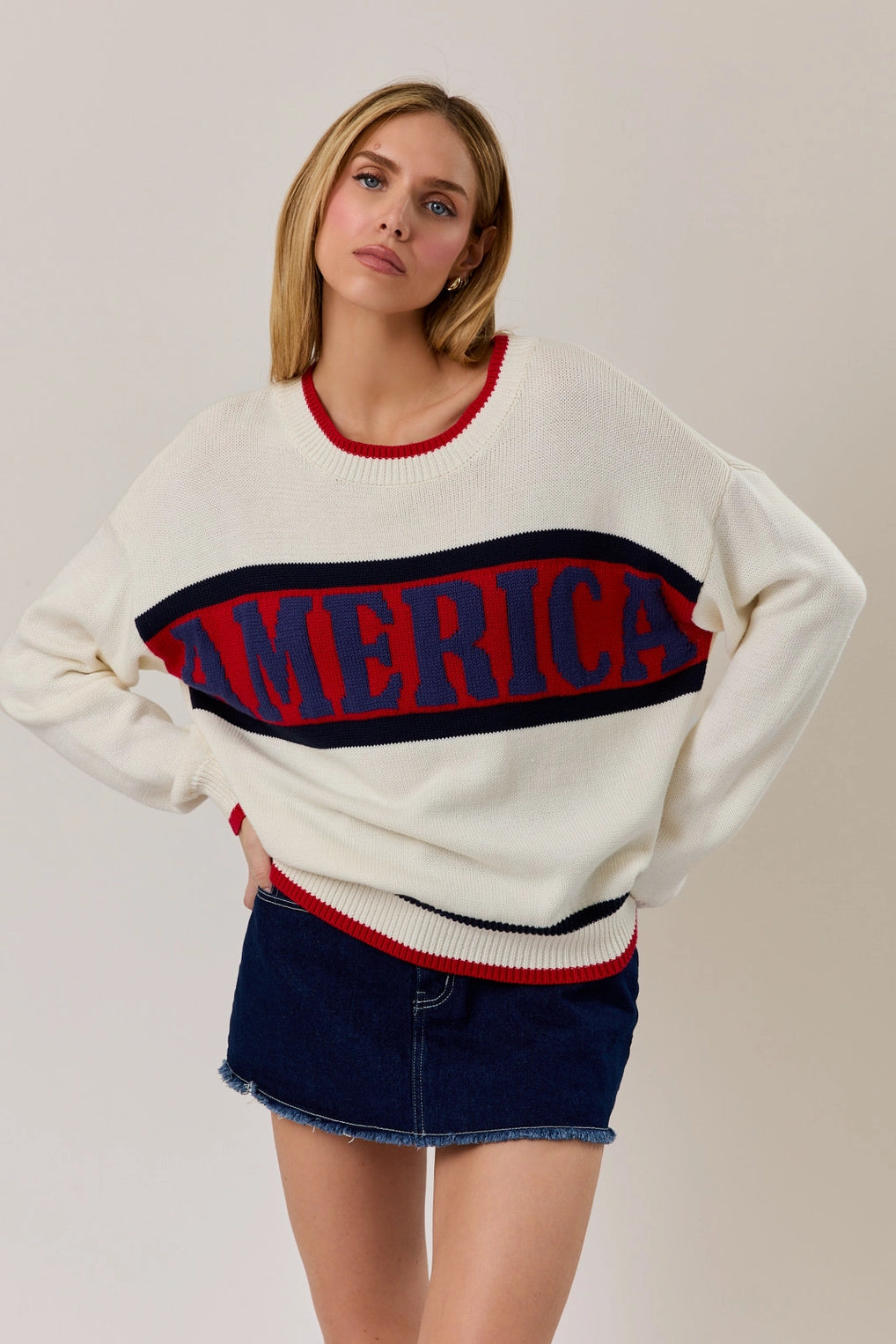 "America" Crew Neck Sweater