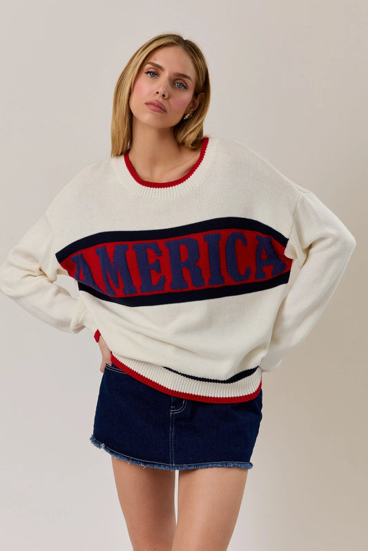 "America" Crew Neck Sweater