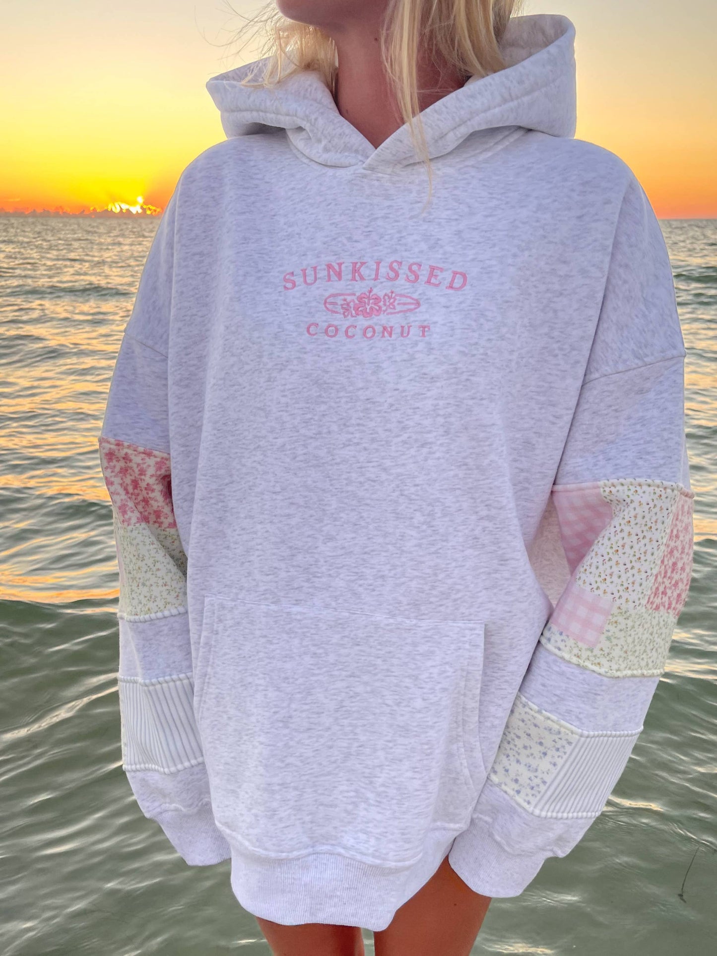 Pastel Quilted Embroidered Hoodie