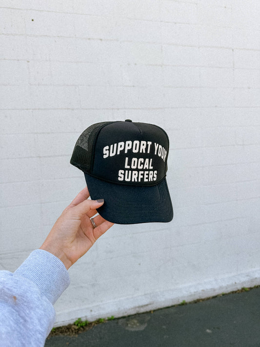 Support Your Local Surfers Foam Trucker Hat - Black/Cream