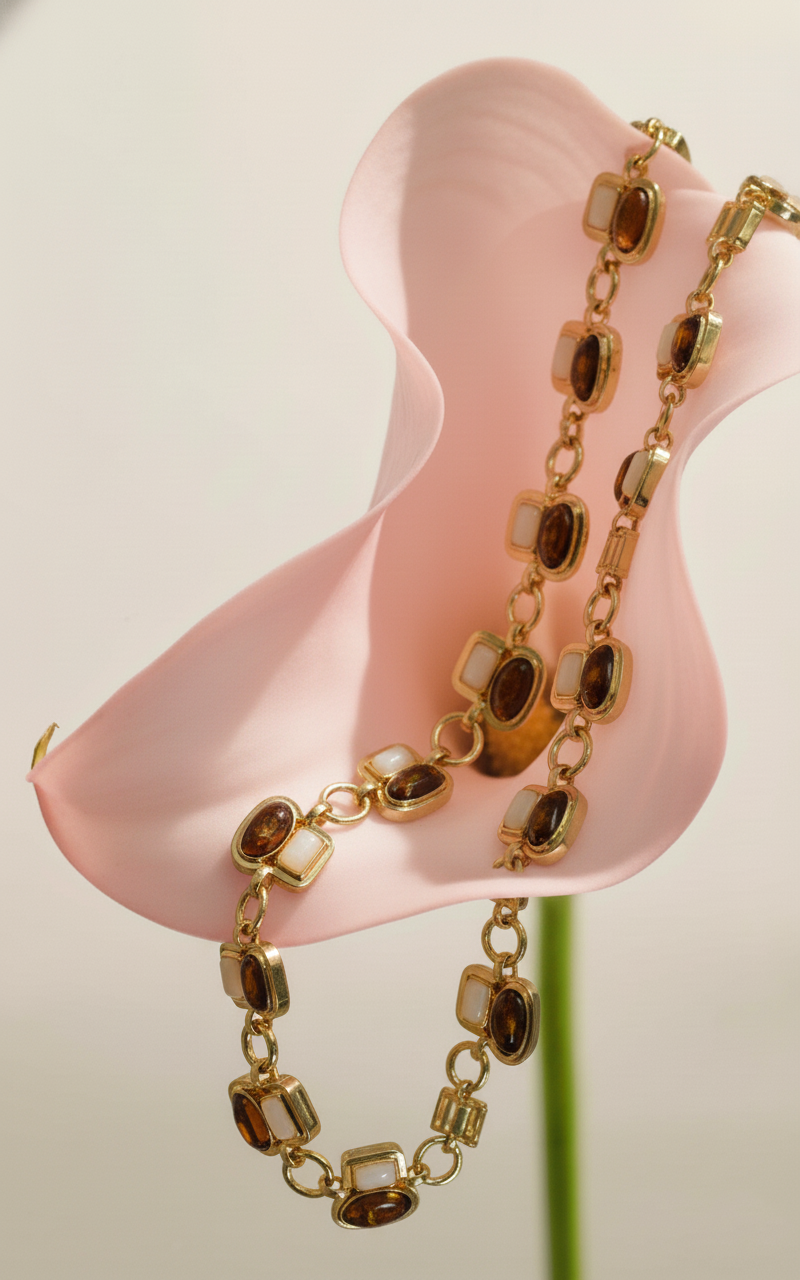 Ruby Red Alternating Stone Chain Belt