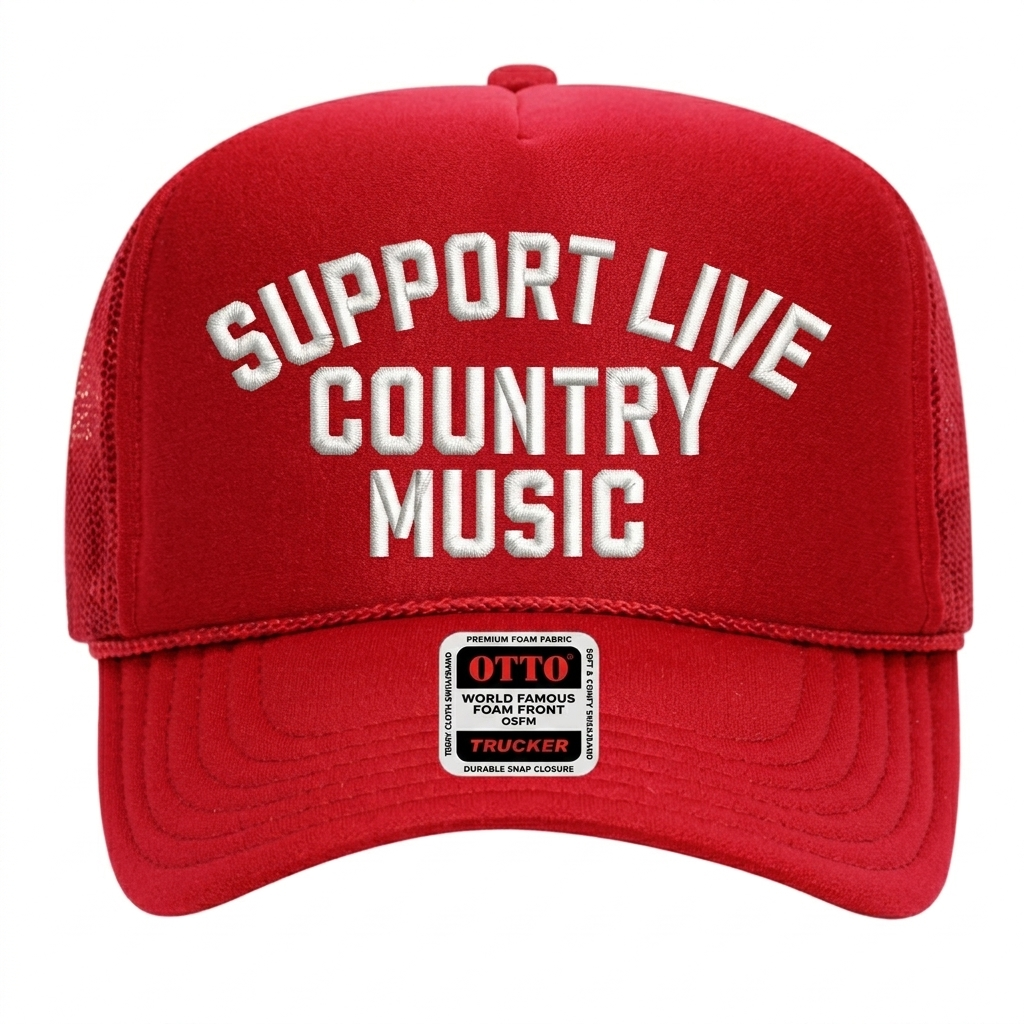 Support Live Country Music Embroidered Hat - Camo/Pink