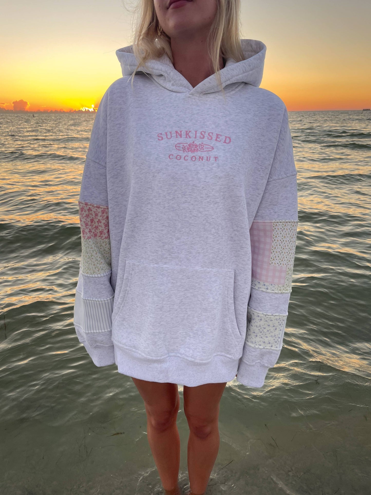 Pastel Quilted Embroidered Hoodie
