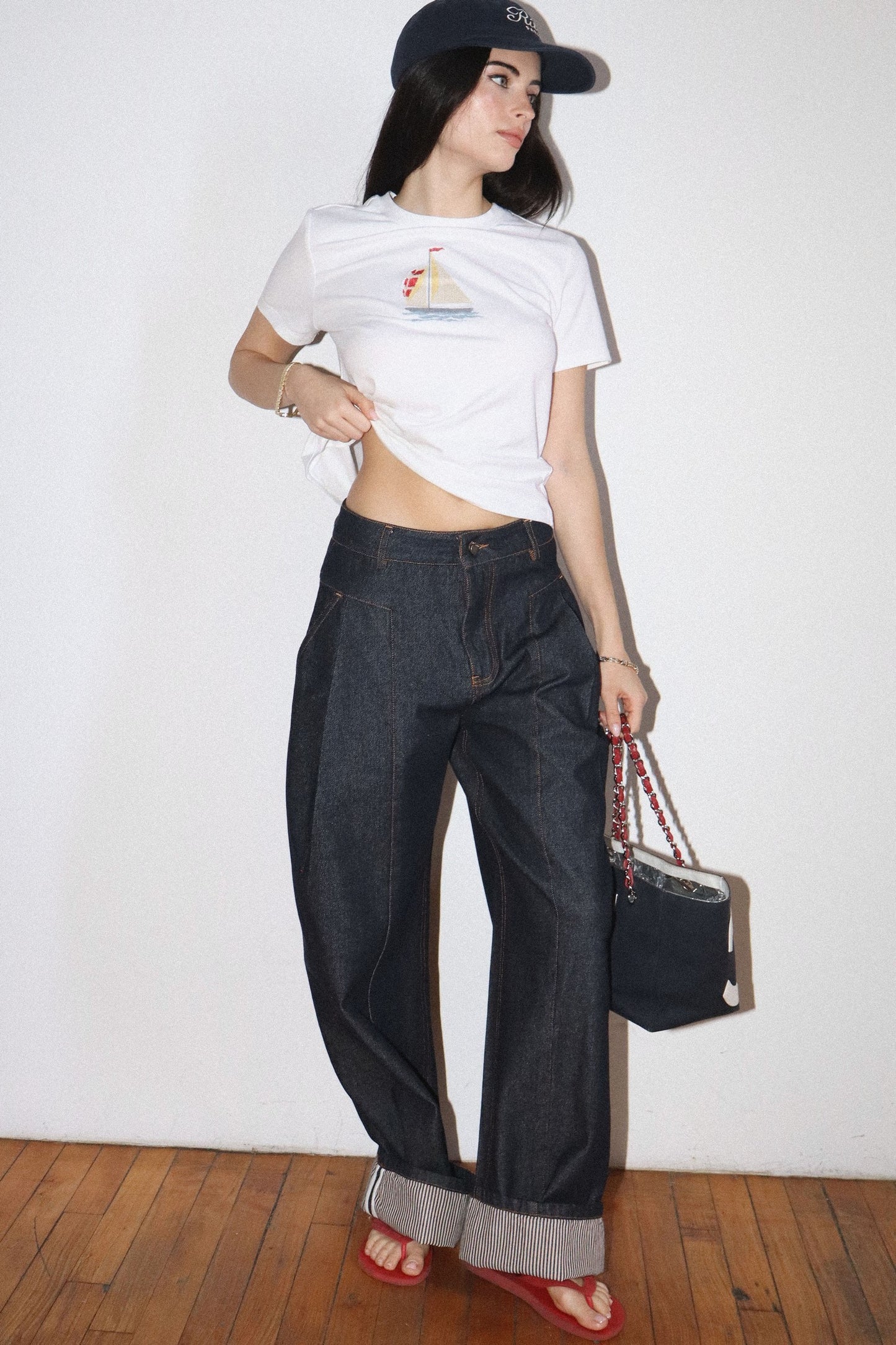 Embroidered Sailboat Graphic Tee