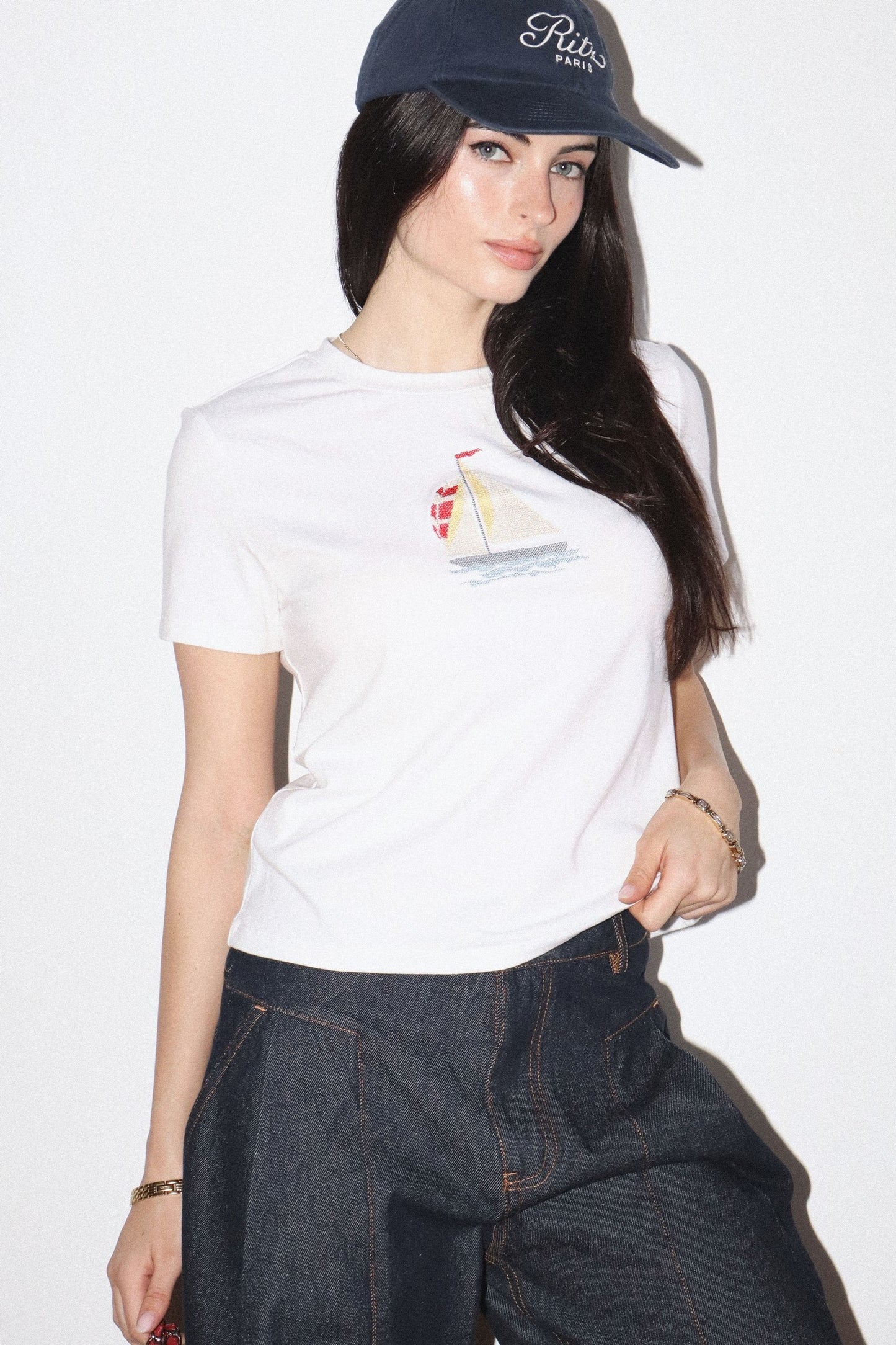 Embroidered Sailboat Graphic Tee