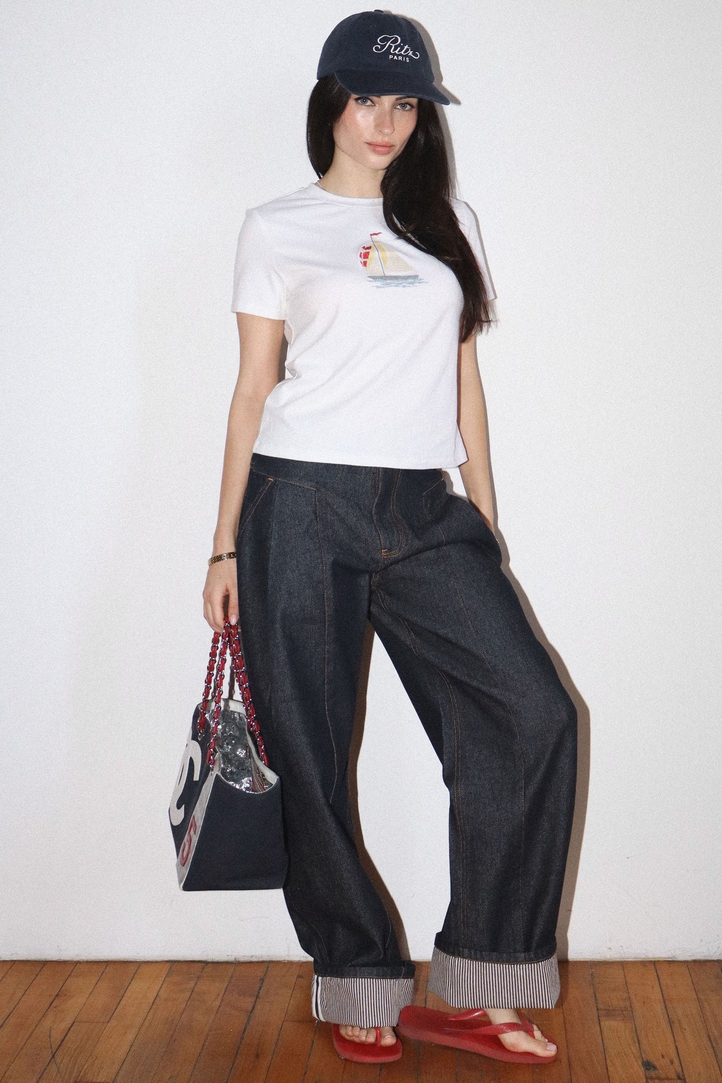 Embroidered Sailboat Graphic Tee
