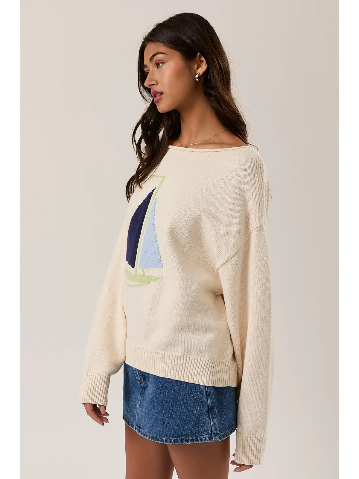 Boat Neck Sail Sweater - Cream
