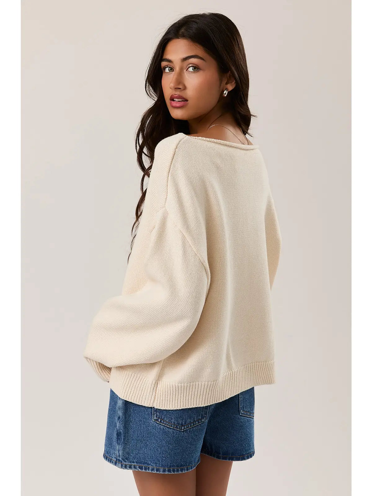 Boat Neck Sail Sweater - Cream