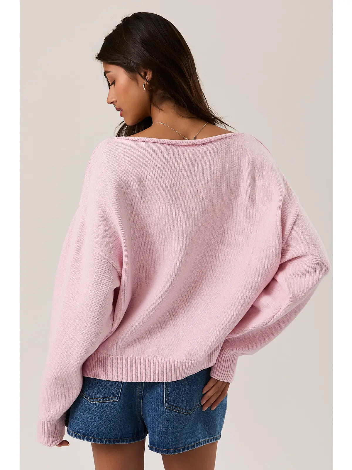 Boat Neck Sail Sweater -  Baby Pink