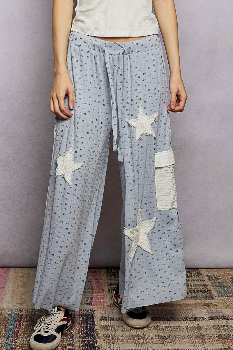 Star Patch Lounge Pants - Blue
