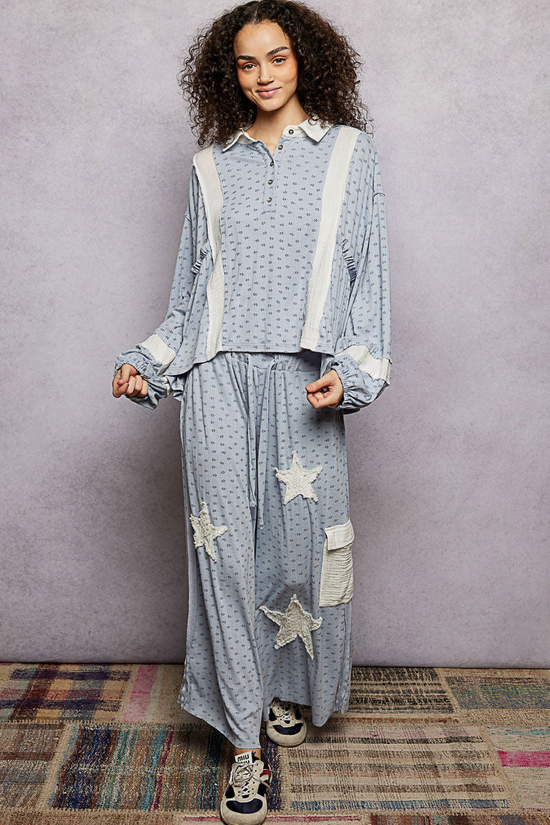 Star Patch Lounge Pants - Blue