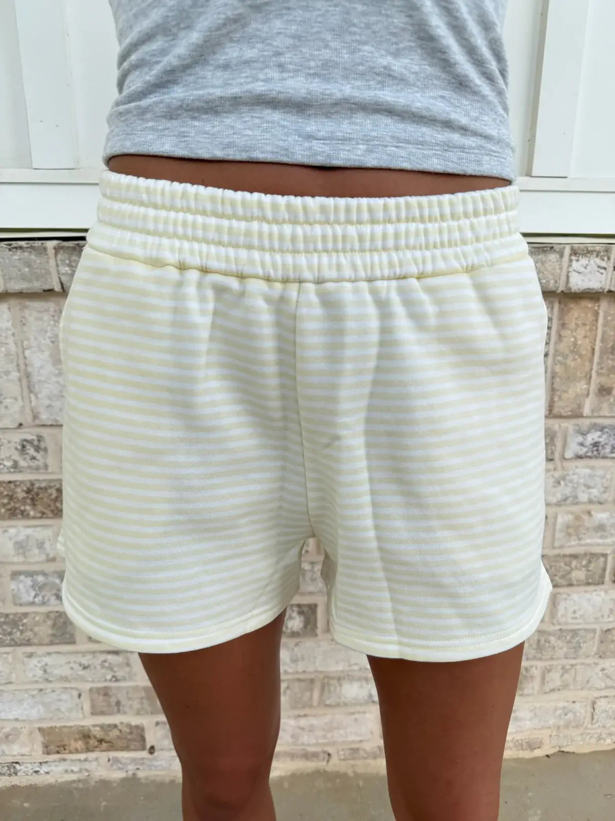 Baby Yellow / White Striped Shorts