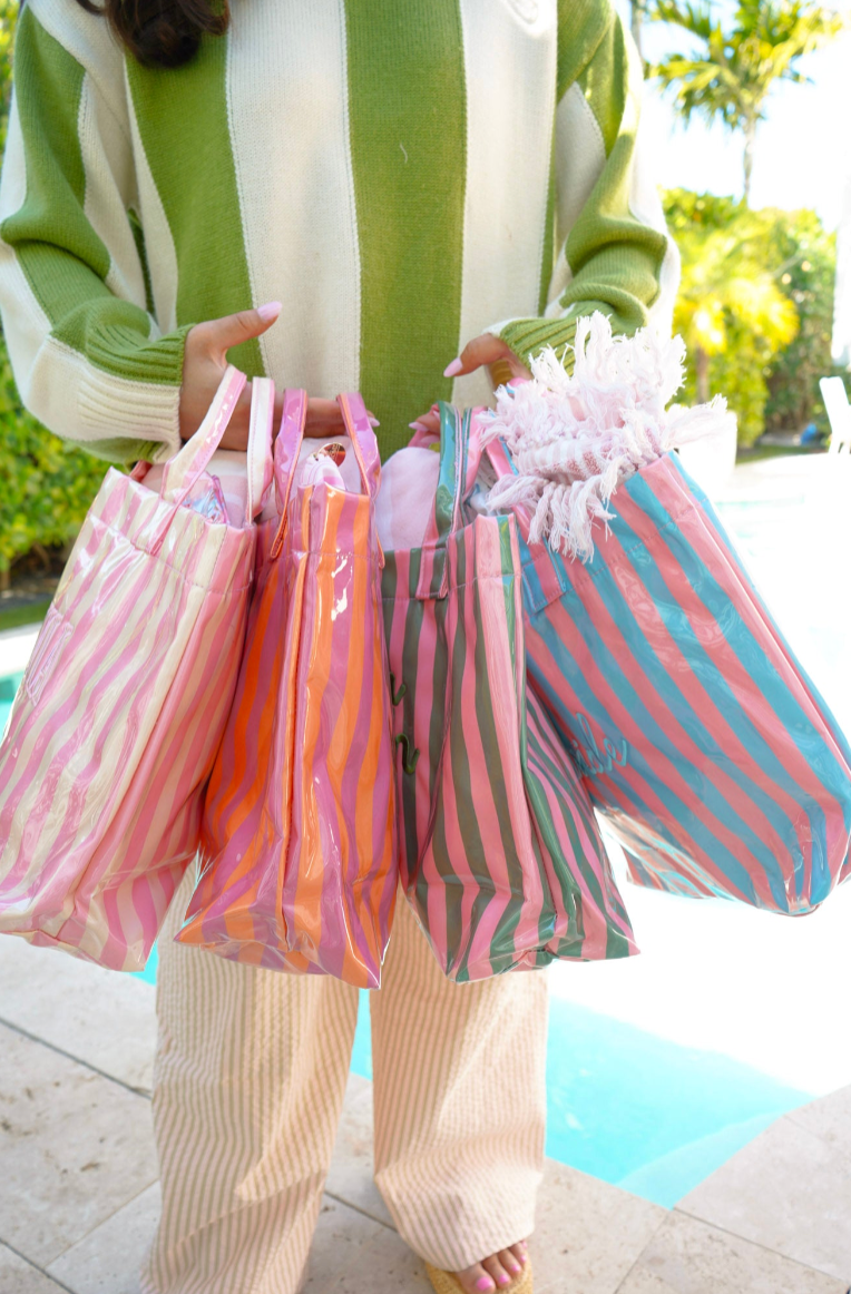 Chartreuse Zebra Clear Coat Tote