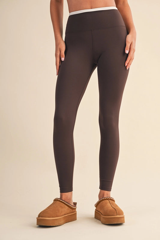 Contrast Leggings - Chocolate