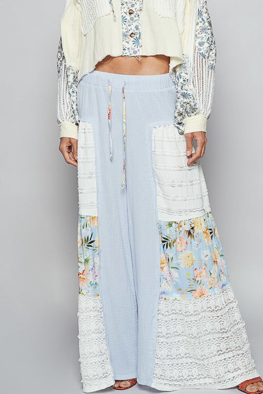 Cloud Blue Patchwork Flares