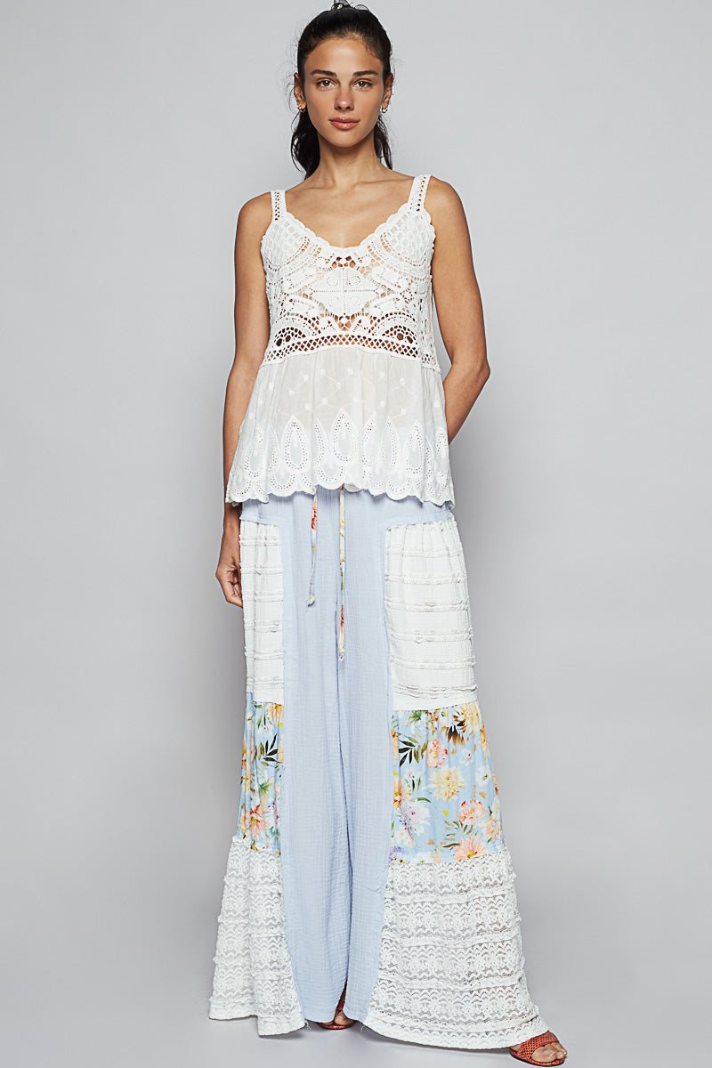 Cloud Blue Patchwork Flares