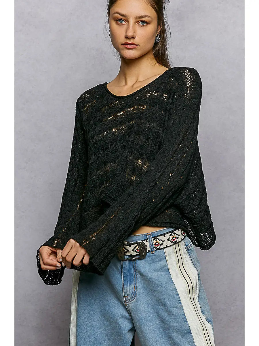 Coastal Knit Sweater - Black - RESTOCK