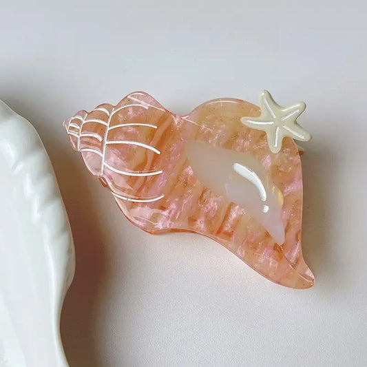 Jumbo Conch hair Clip - Peach