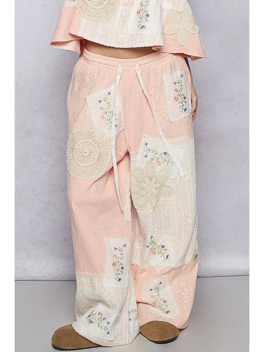 Allover Patchwork Pants - Pale Pink RESTOCK