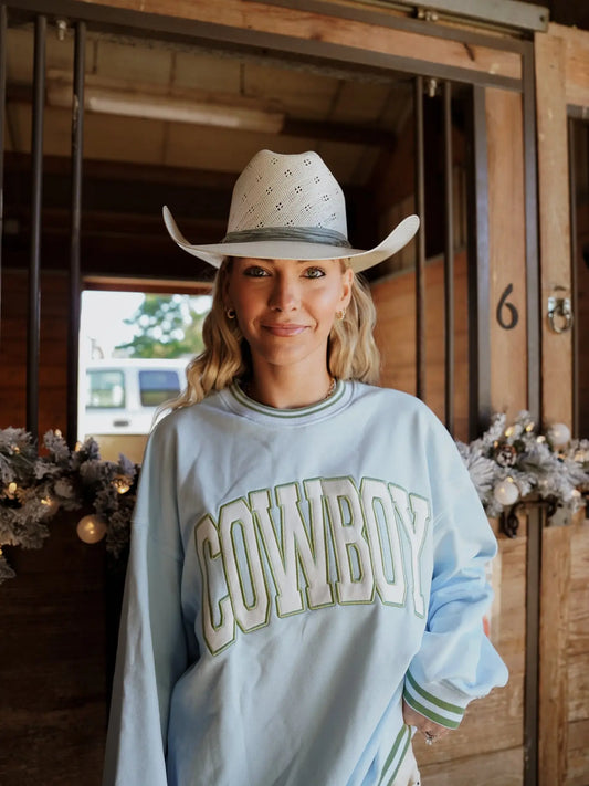Blue Vintage Cowboy Crewneck