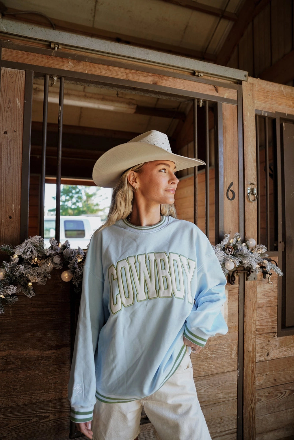 Blue Vintage Cowboy Crewneck